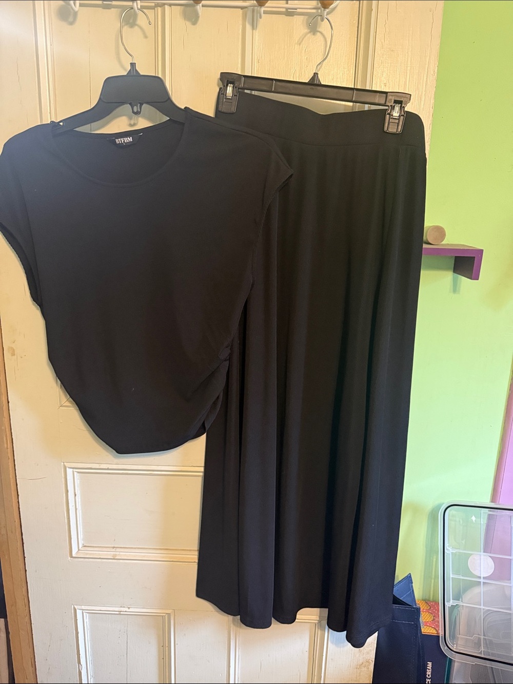 RACHEL Black Two-Piece Knit Dress Set
